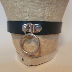 Black Pleather Choker with Silver Ring